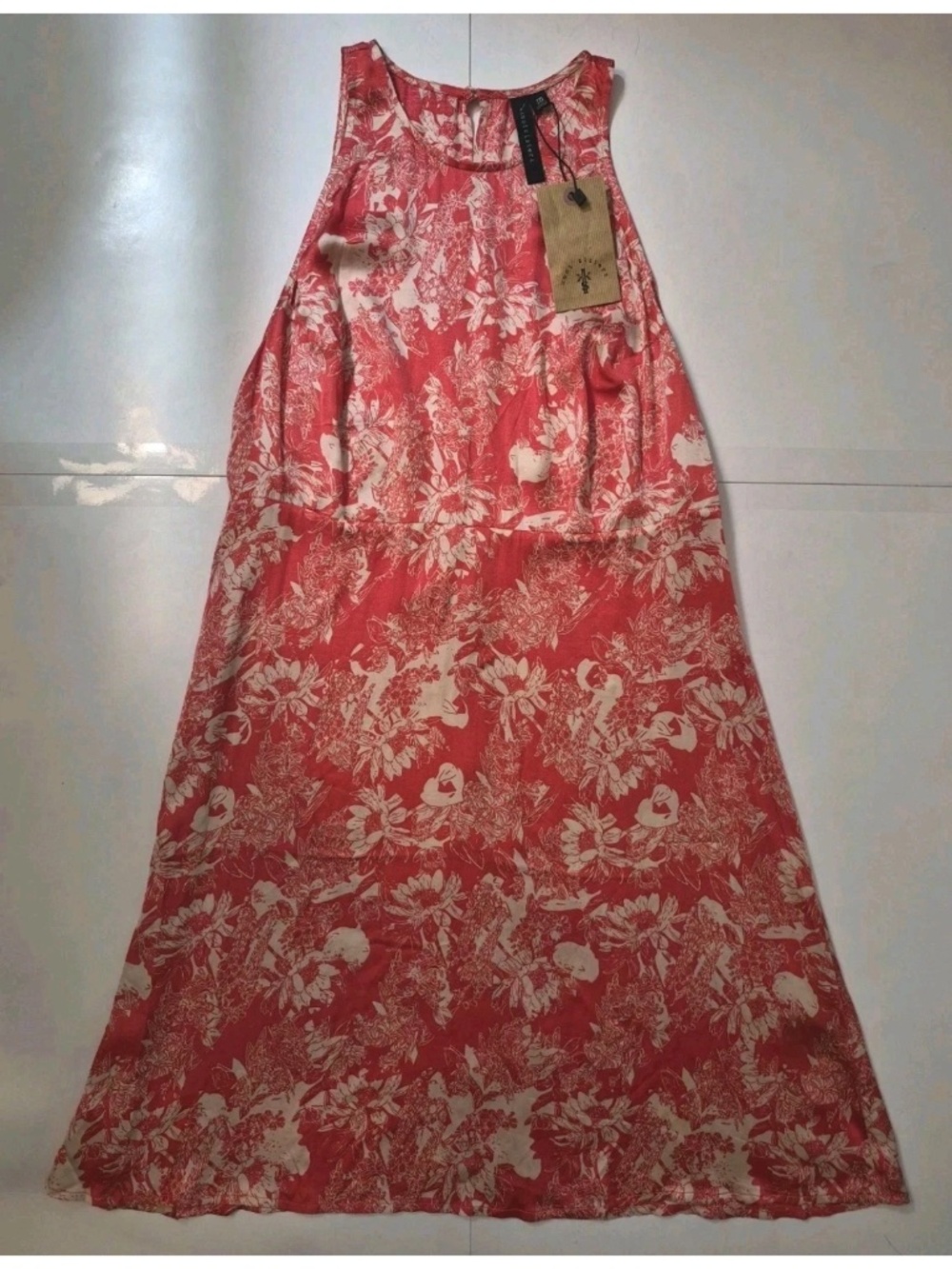 Knot Sisters Viscose DRESS red ivory NWT M ACTUAL SMALL halter mini soft A-line